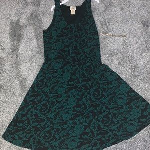 Green and black floral dress